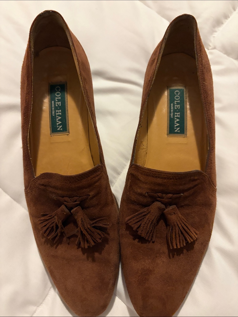 Cole Haan Brown Suede Tassel Slip-On Loafers